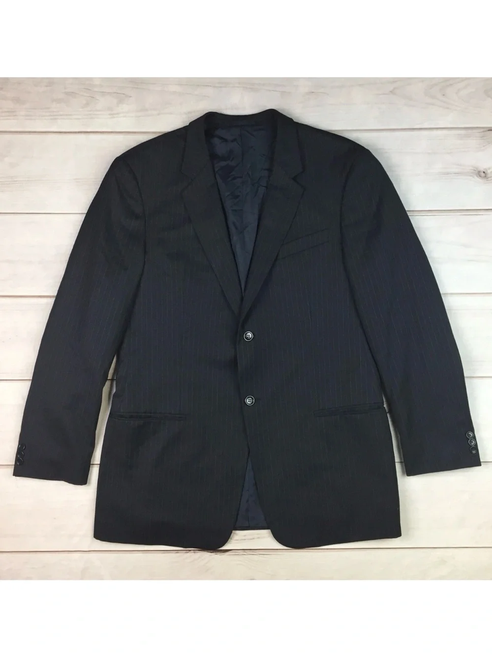 Armani Collezioni Men’s UK 54L / US 44L Navy Wool Pinstripe Blazer Suit Jacket